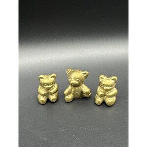Vintage Brass Mini Bear Set Of 3 Shelf Sitter Nursery Baby Gift Figurine